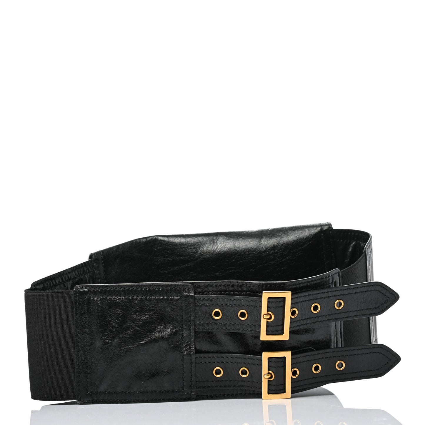 Crinkled Lambskin 135mm Saddle Belt Black
