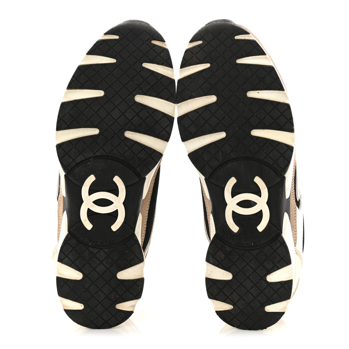 Mesh Suede Calfskin Grained Calfskin Womens CC Sneakers 41 White Black Beige Gold