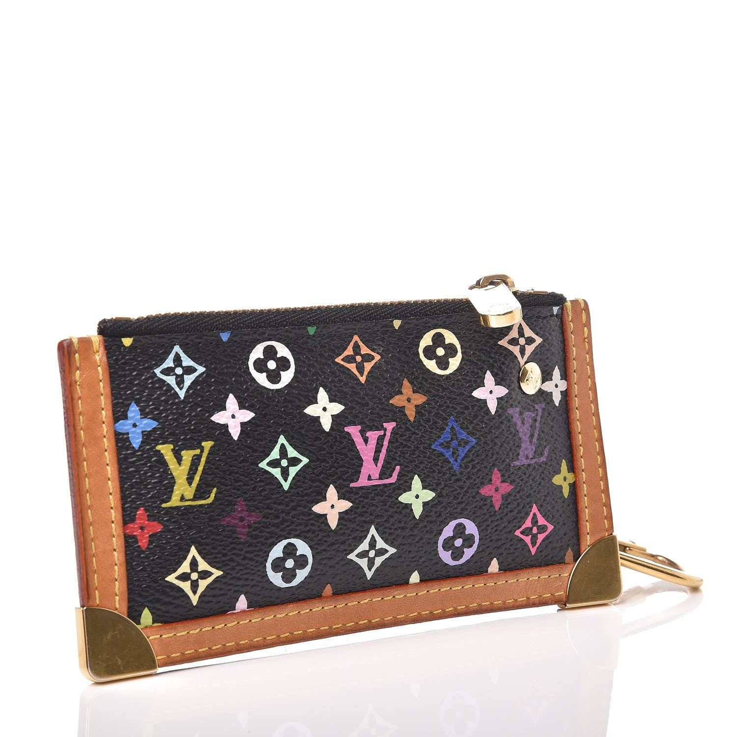 Louis Vuitton Monogram Multicolor Key Pouch Black 3 of 9
