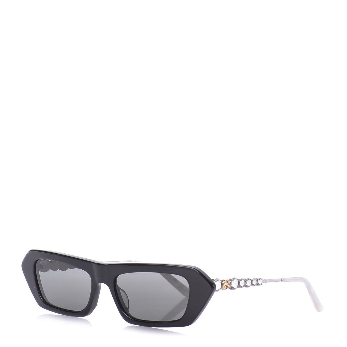 Acetate Crystal Embellished Rectangle Sunglasses GG0642S Black Gold