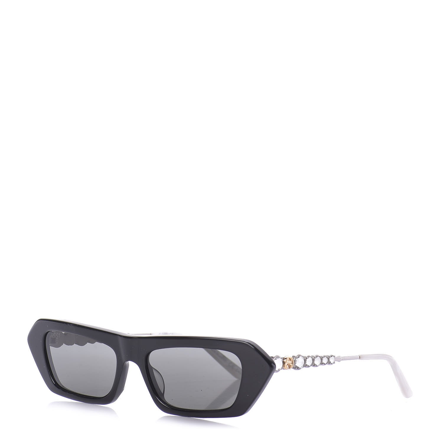 Gucci Acetate Crystal Embellished Rectangle Sunglasses GG0642S Black Gold 1 of 9