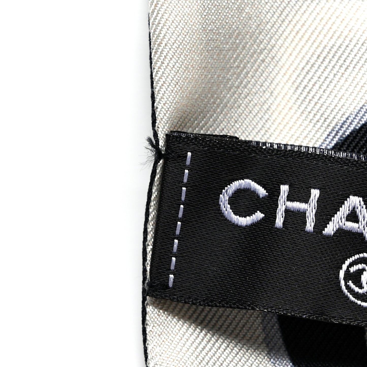 Silk CC Slim Bandeau Scarf Black Ecru