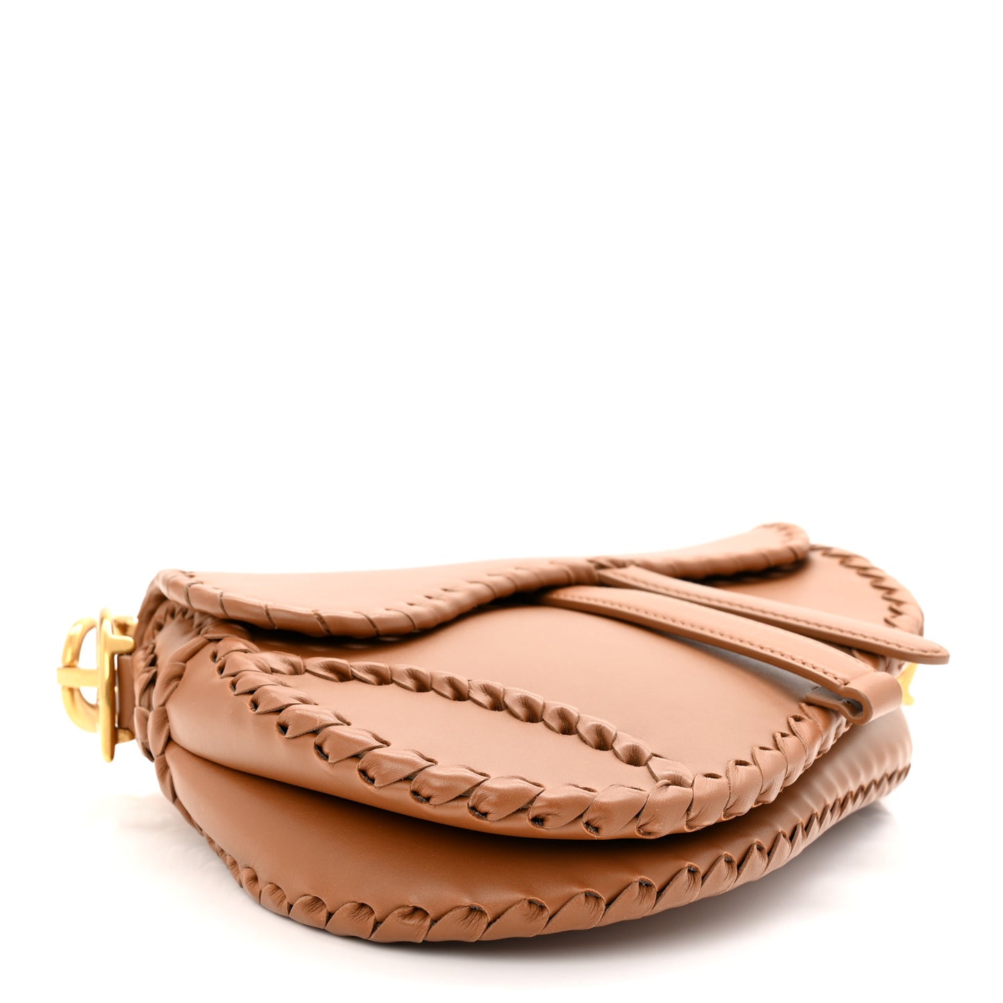 Calfskin Whipstitch Saddle Bag Brown