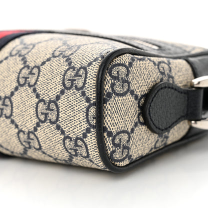 Gucci GG Supreme Monogram Textured Dollar Calfskin Web Mini Ophidia Shoulder Bag Beige Blue 10 of 12