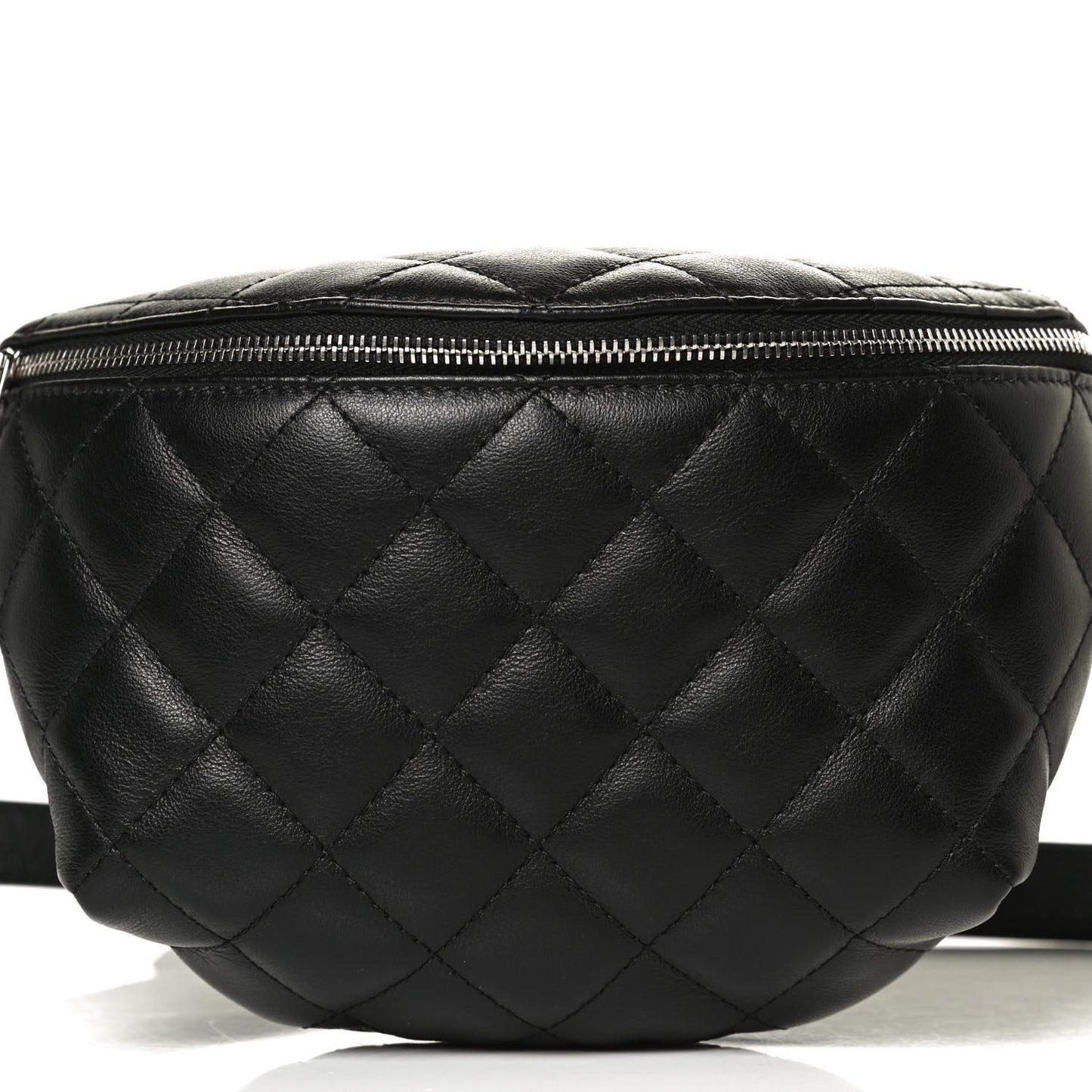 Lambskin Quilted Waist Belt Bag Black