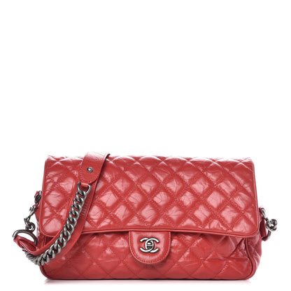 Chanel Crumpled Calfskin Quilted Medium Casual Rock Flap Red 1 of 22