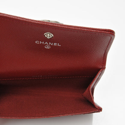 Chanel Caviar Chevron Quilted Flap Boy Card Holder Dark Red 5 of 8