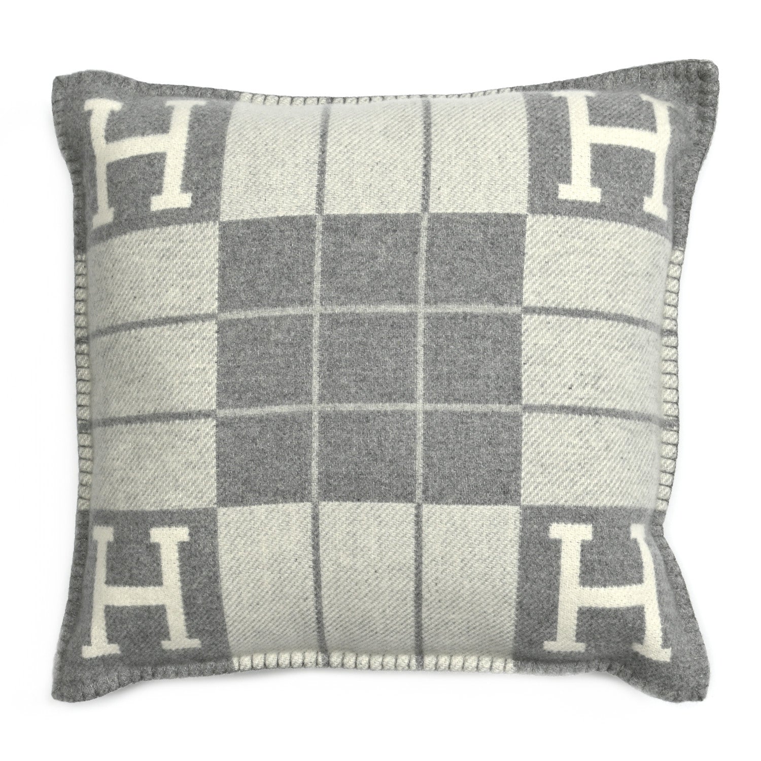 Hermes Wool Cashmere Avalon III Pillow PM Ecru Gris Clair 1 of 3