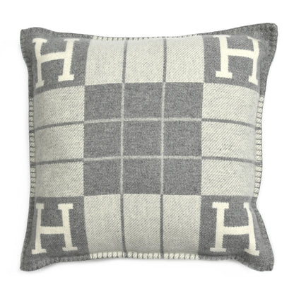 Hermes Wool Cashmere Avalon III Pillow PM Ecru Gris Clair 1 of 3