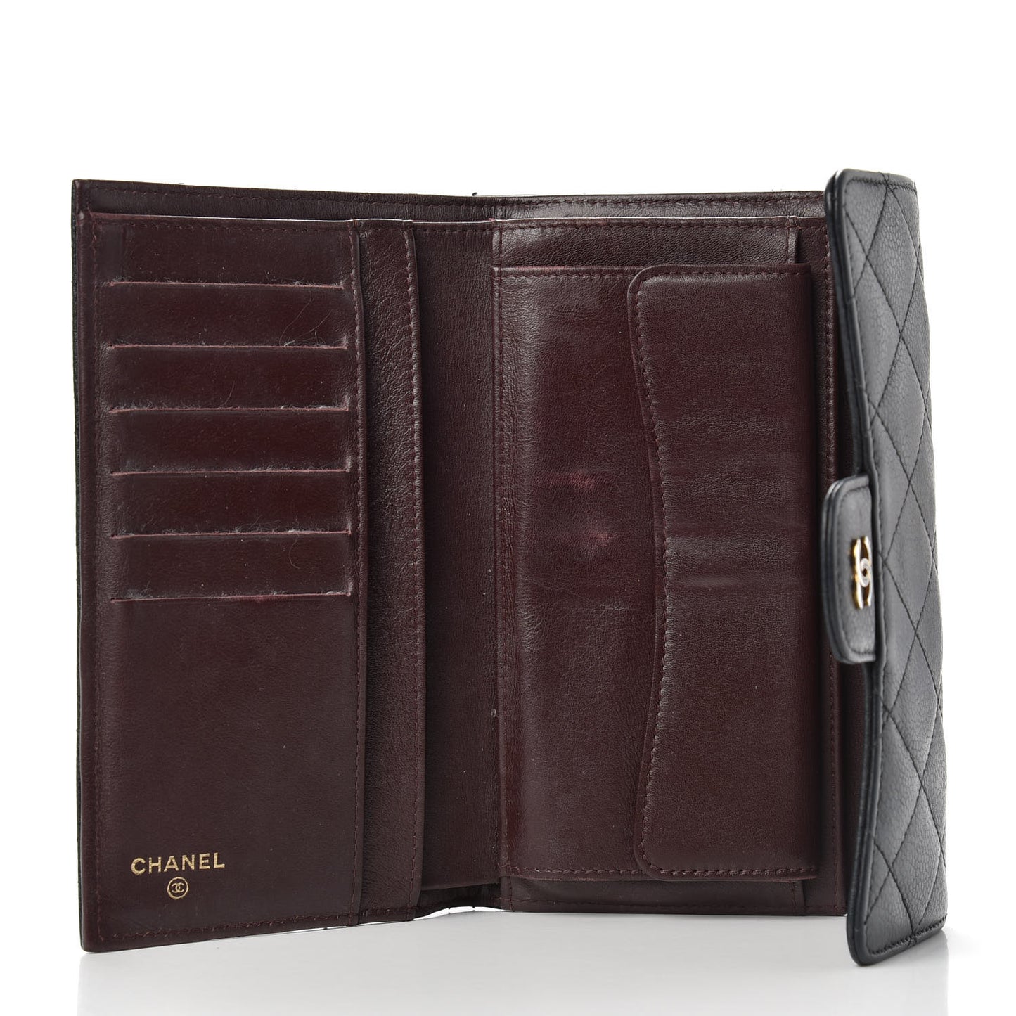 Caviar Quilted Large Flap Wallet Black