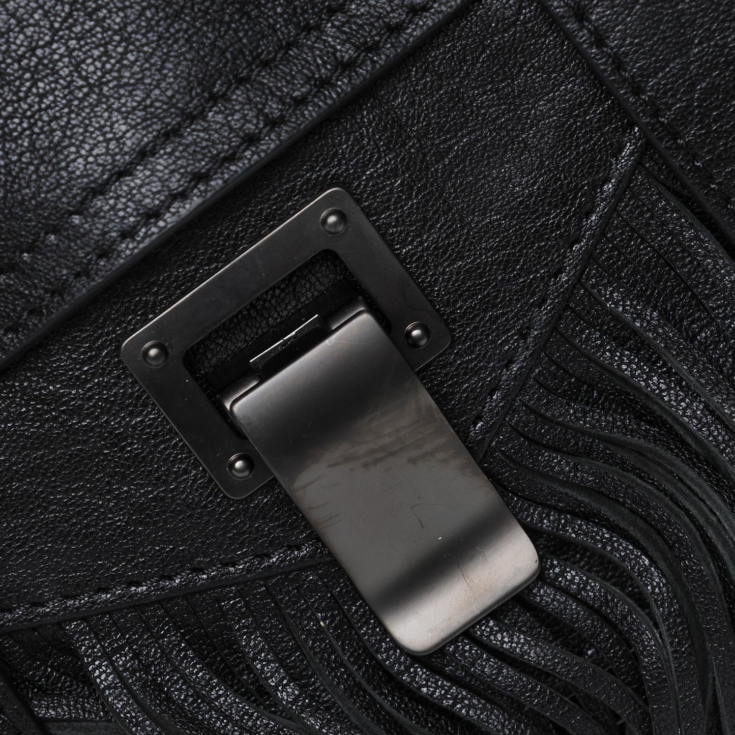 Lambskin Fringe PS1 Crossbody Pouch Black