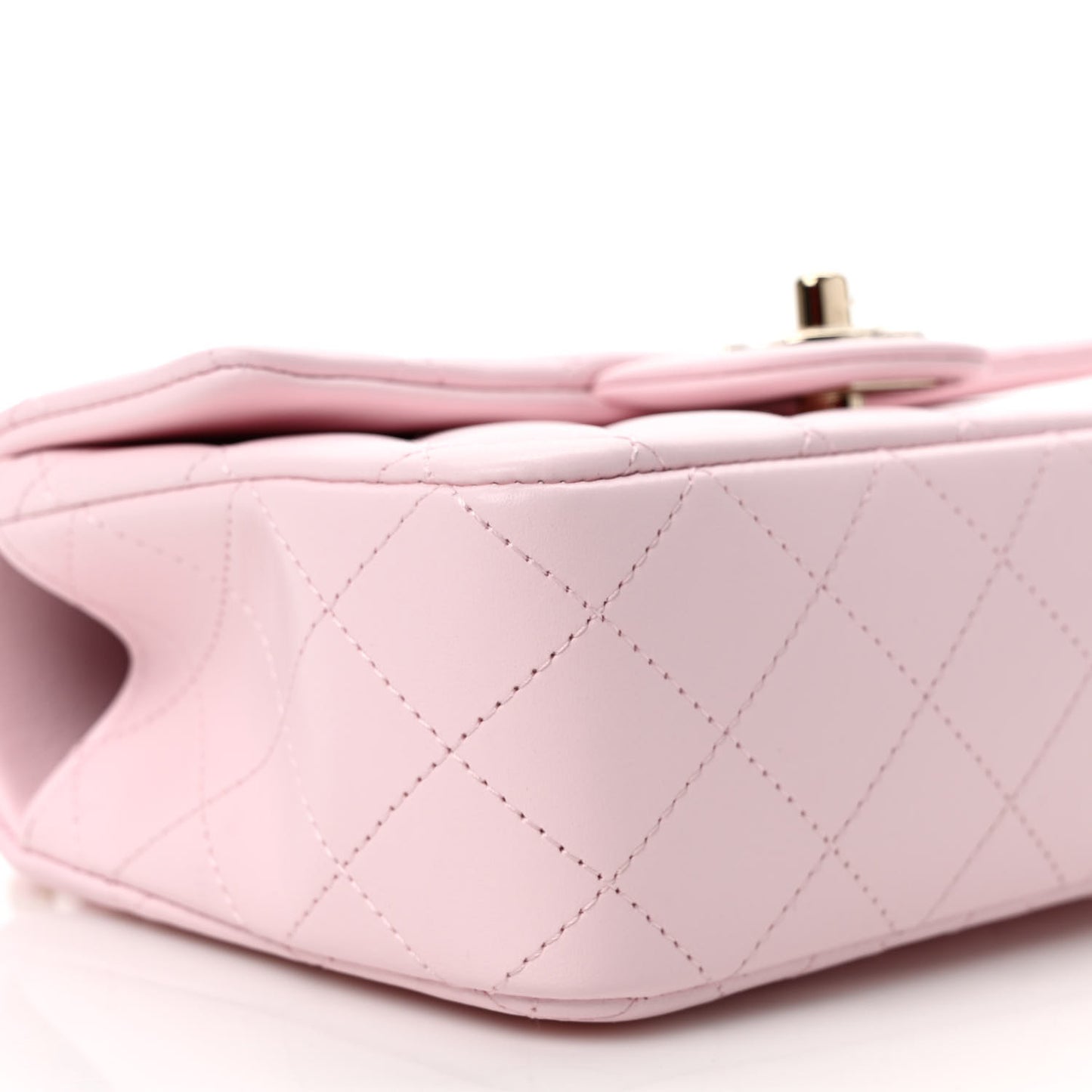 Lambskin Quilted Mini Top Handle Rectangular Flap Light Pink