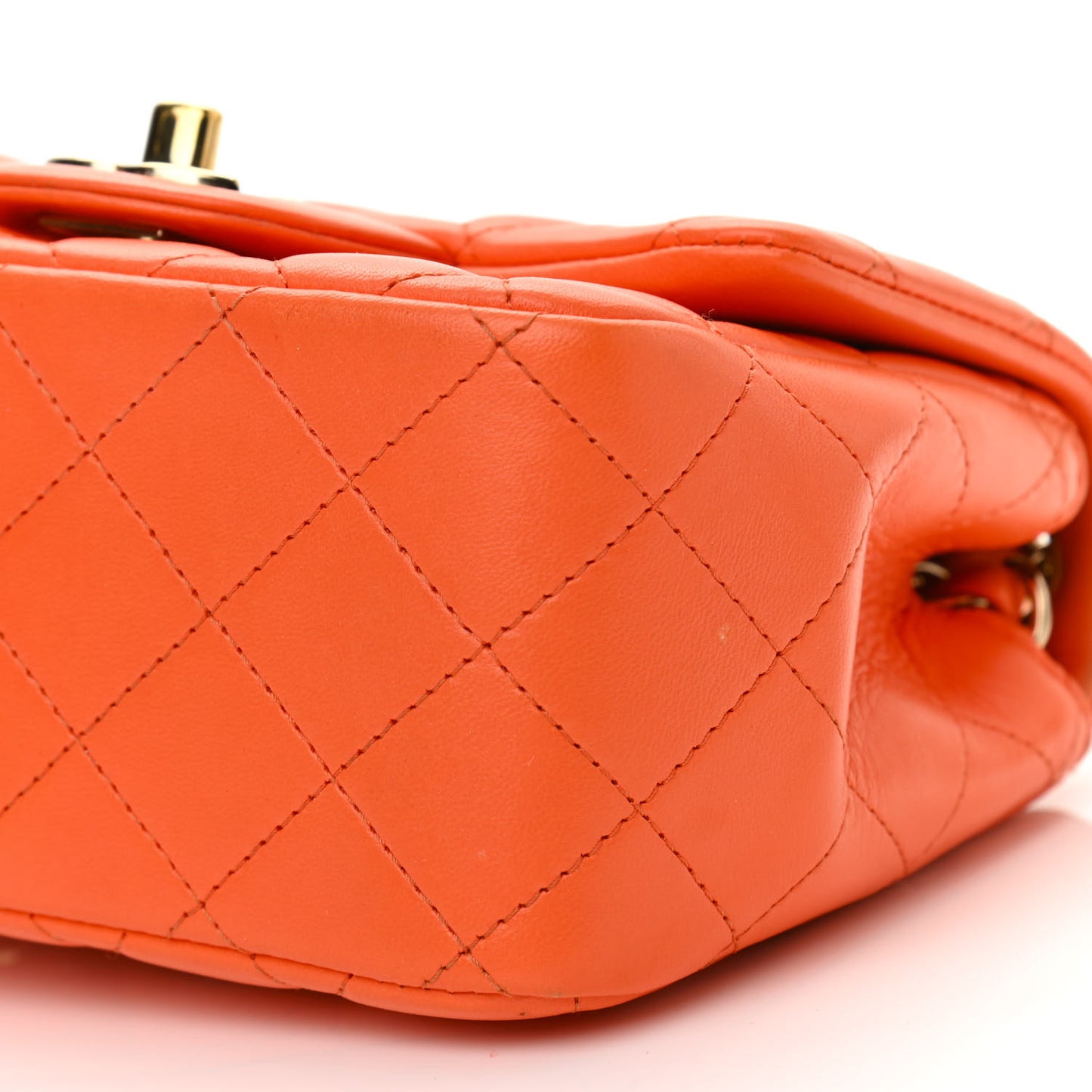 Lambskin Quilted Mini Square Flap Orange