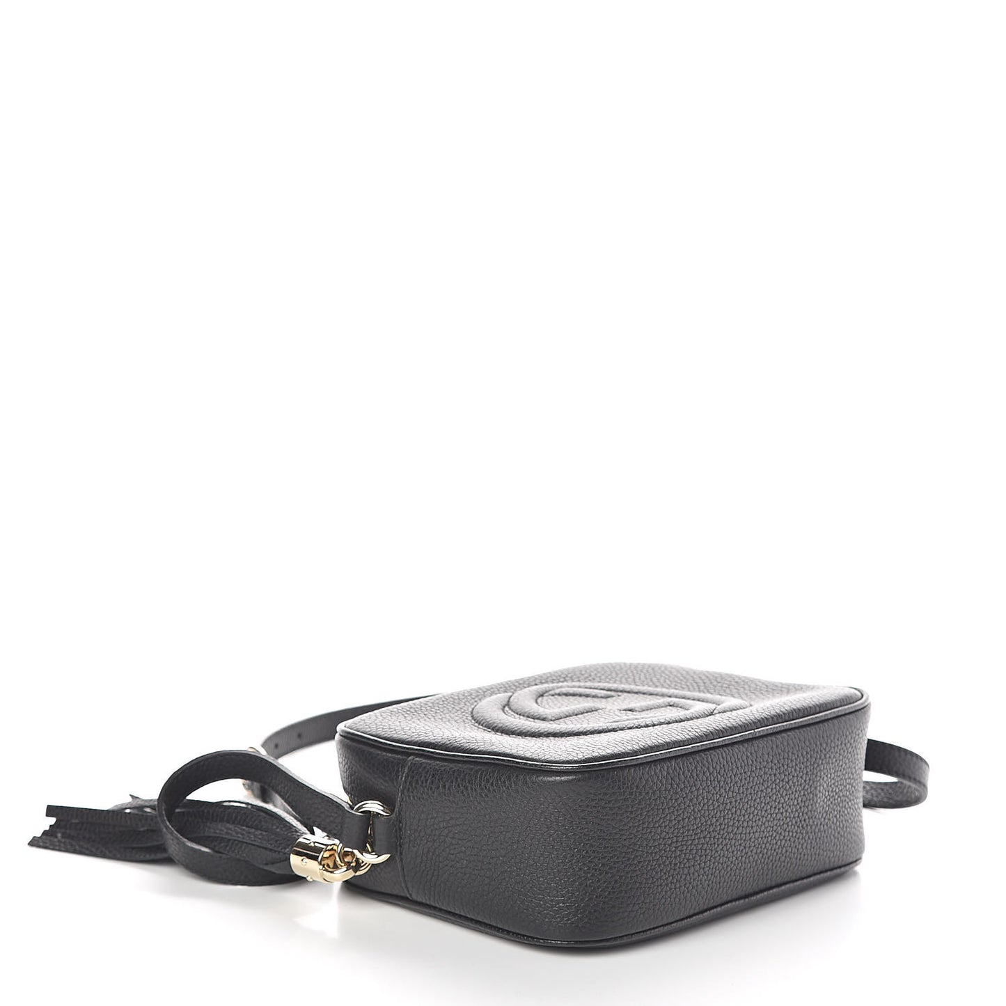 Pebbled Calfskin Small Soho Disco Bag Black