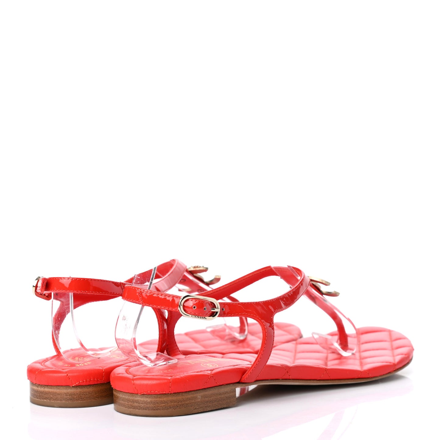 Patent CC Logo Thong Sandals 37.5 Red