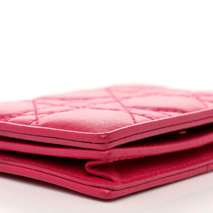 Christian Dior Lambskin Cannage Small Lady Dior Flap Card Holder Fuchsia 7 of 13