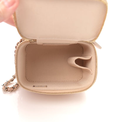 Chanel Iridescent Caviar Quilted Mini Pearl On Top Vanity Case With Chain Beige 5 of 9