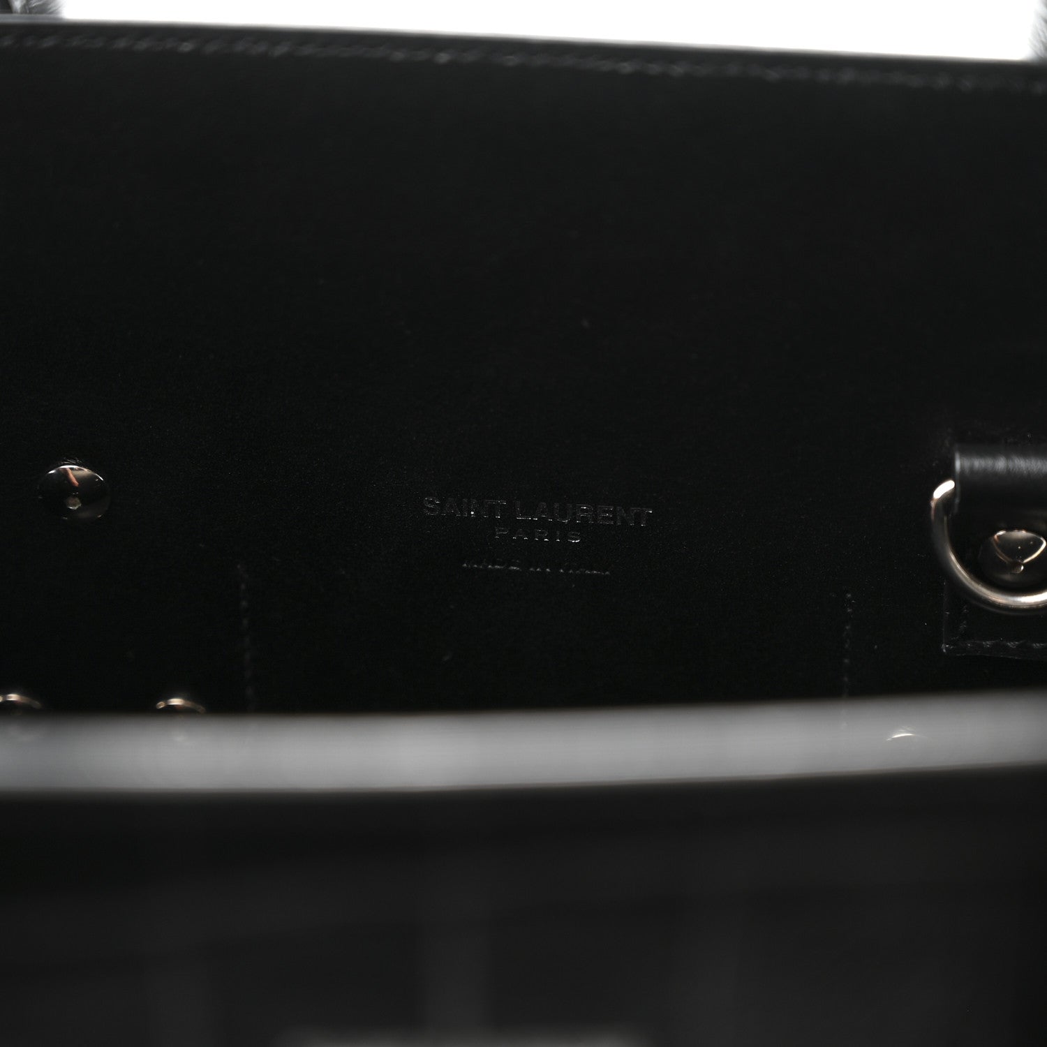 Saint Laurent Calfskin Crocodile Embossed Small Sac de Jour Black 8 of 12