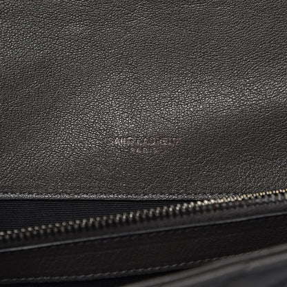 Saint Laurent Sheepskin Matelasse Chevron Monogram Large College Satchel Dark Anthracite 6 of 12