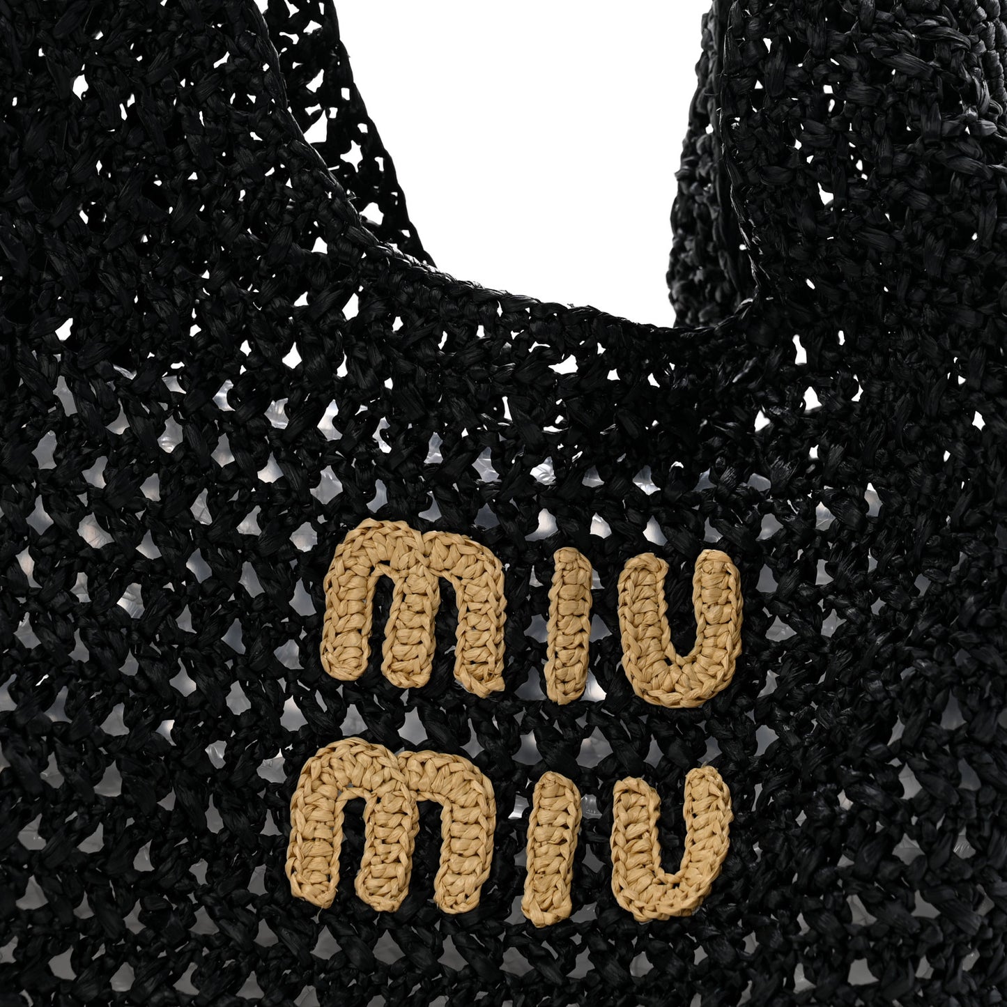 Raffia Crochet Woven Hobo Black Naturale