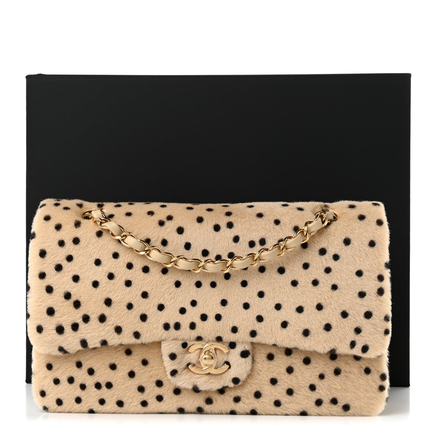 Pony Hair Cheetah Printed Creative Fabrics Flap Light Beige Black