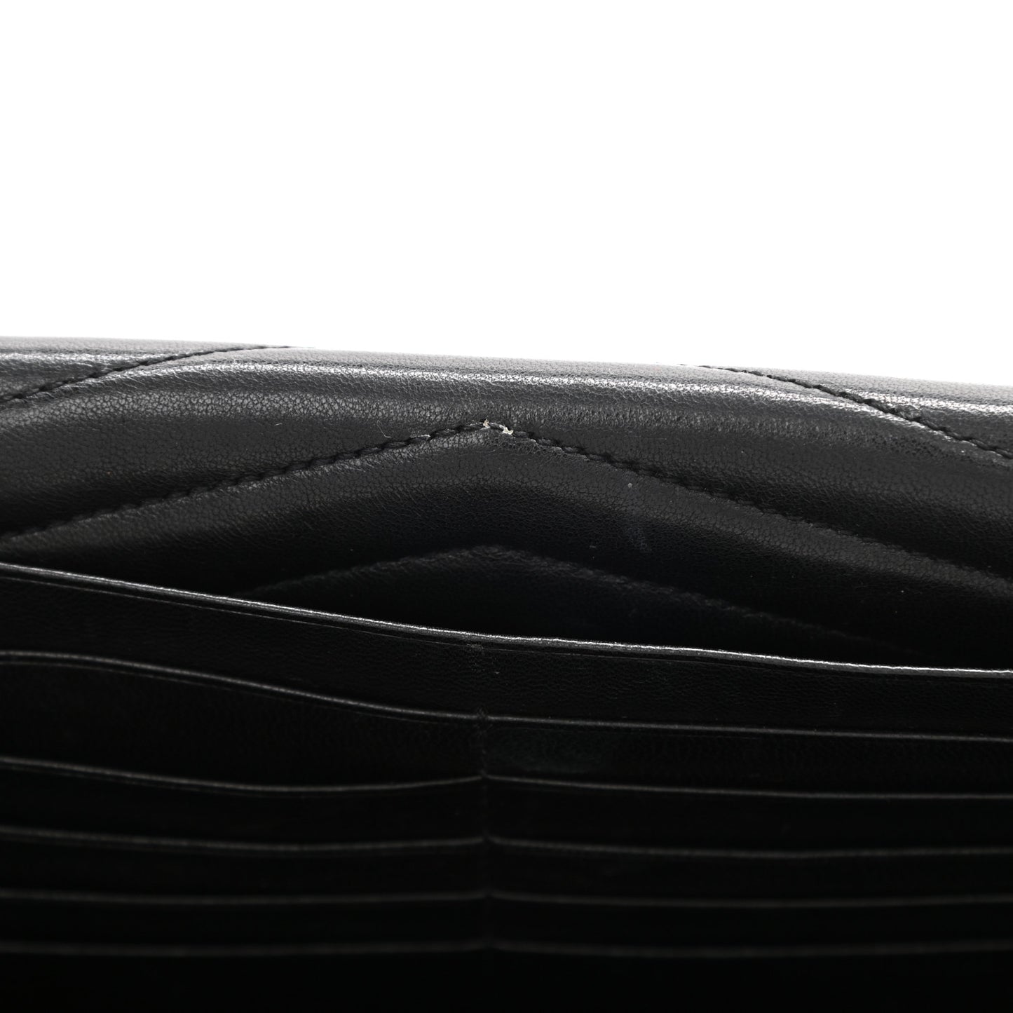 Lambskin Matelasse Chevron Monogram Sulpice Chain Wallet Black