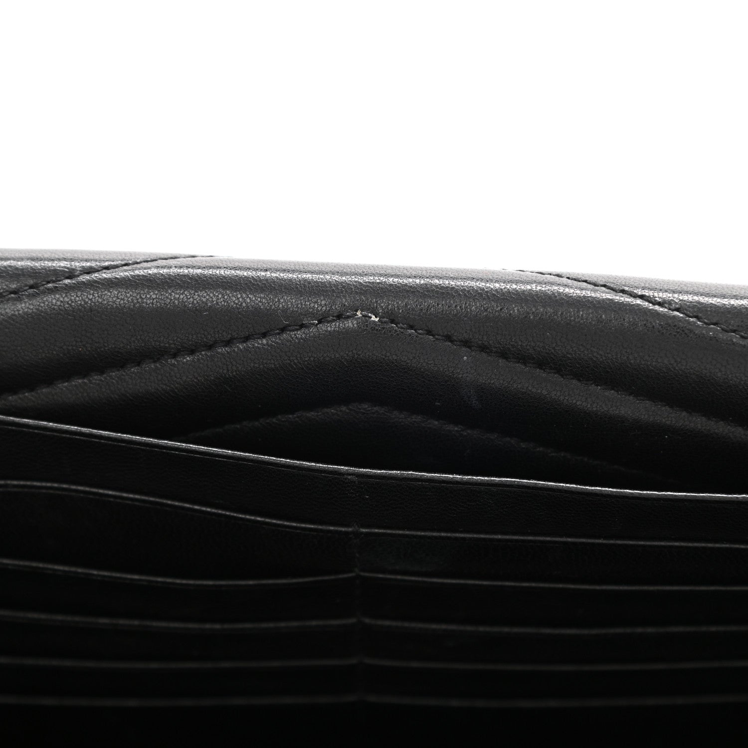 Saint Laurent Lambskin Matelasse Chevron Monogram Sulpice Chain Wallet Black 16 of 26