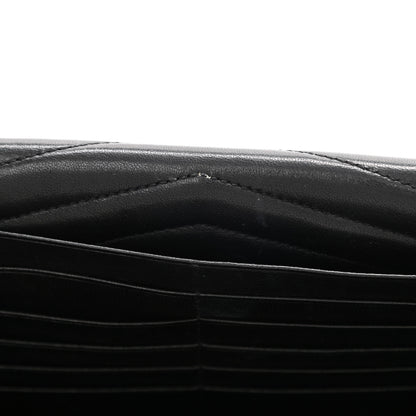 Saint Laurent Lambskin Matelasse Chevron Monogram Sulpice Chain Wallet Black 16 of 26