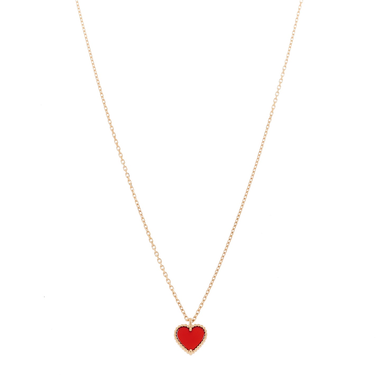 18k Rose Gold Carnelian Sweet Alhambra Heart Pendant Necklace