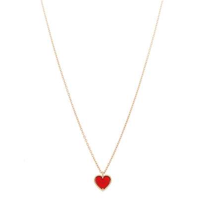 Van Cleef & Arpels 18k Rose Gold Carnelian Sweet Alhambra Heart Pendant Necklace 1 of 5