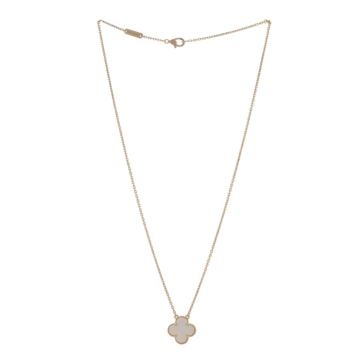 Van Cleef & Arpels 18K Yellow Gold Mother of Pearl Vintage Alhambra Pendant Necklace 3 of 5