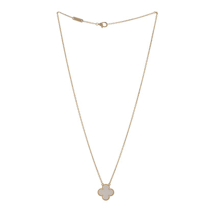 Van Cleef & Arpels 18K Yellow Gold Mother of Pearl Vintage Alhambra Pendant Necklace 3 of 5