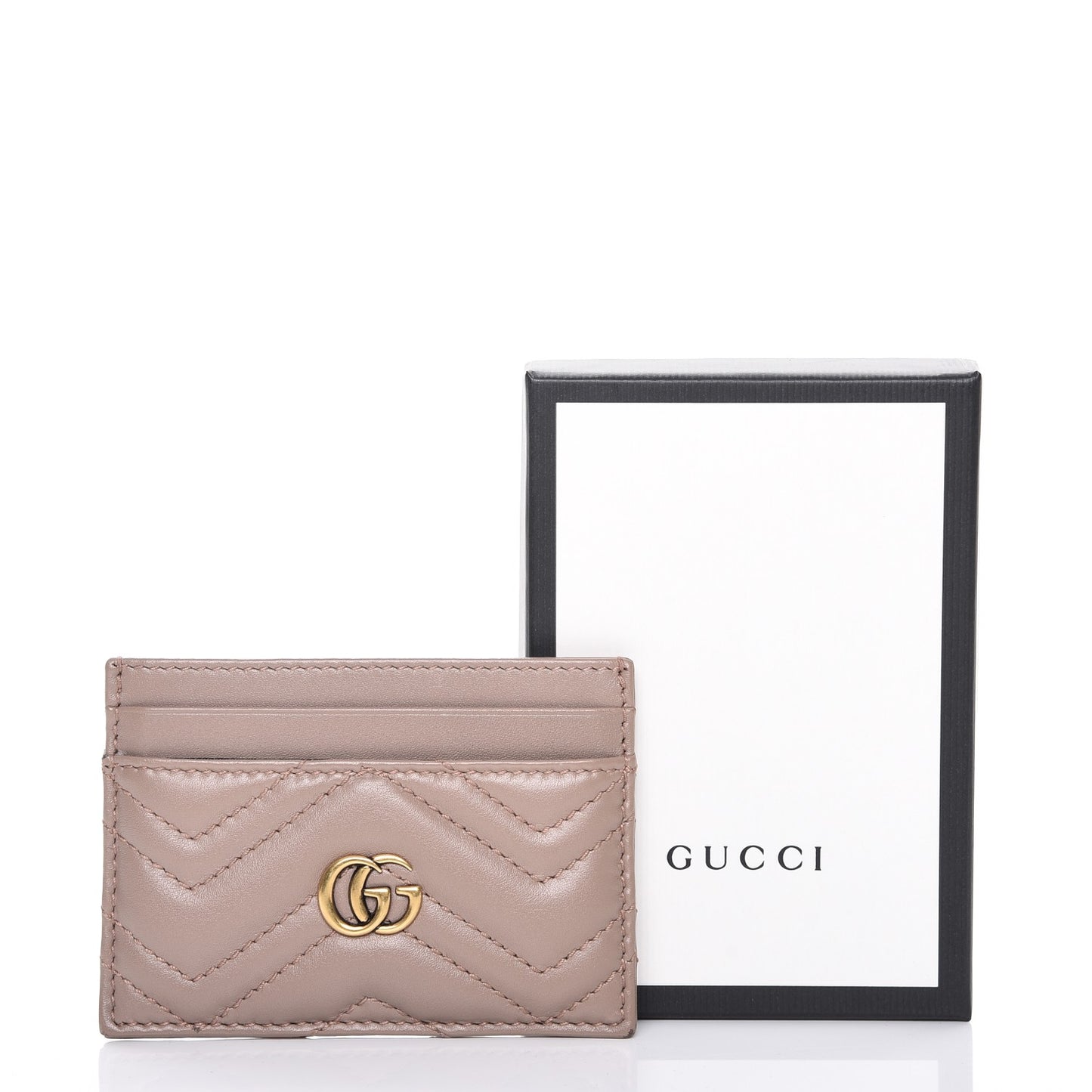 Calfskin Matelasse GG Marmont Card Holder Porcelain Rose