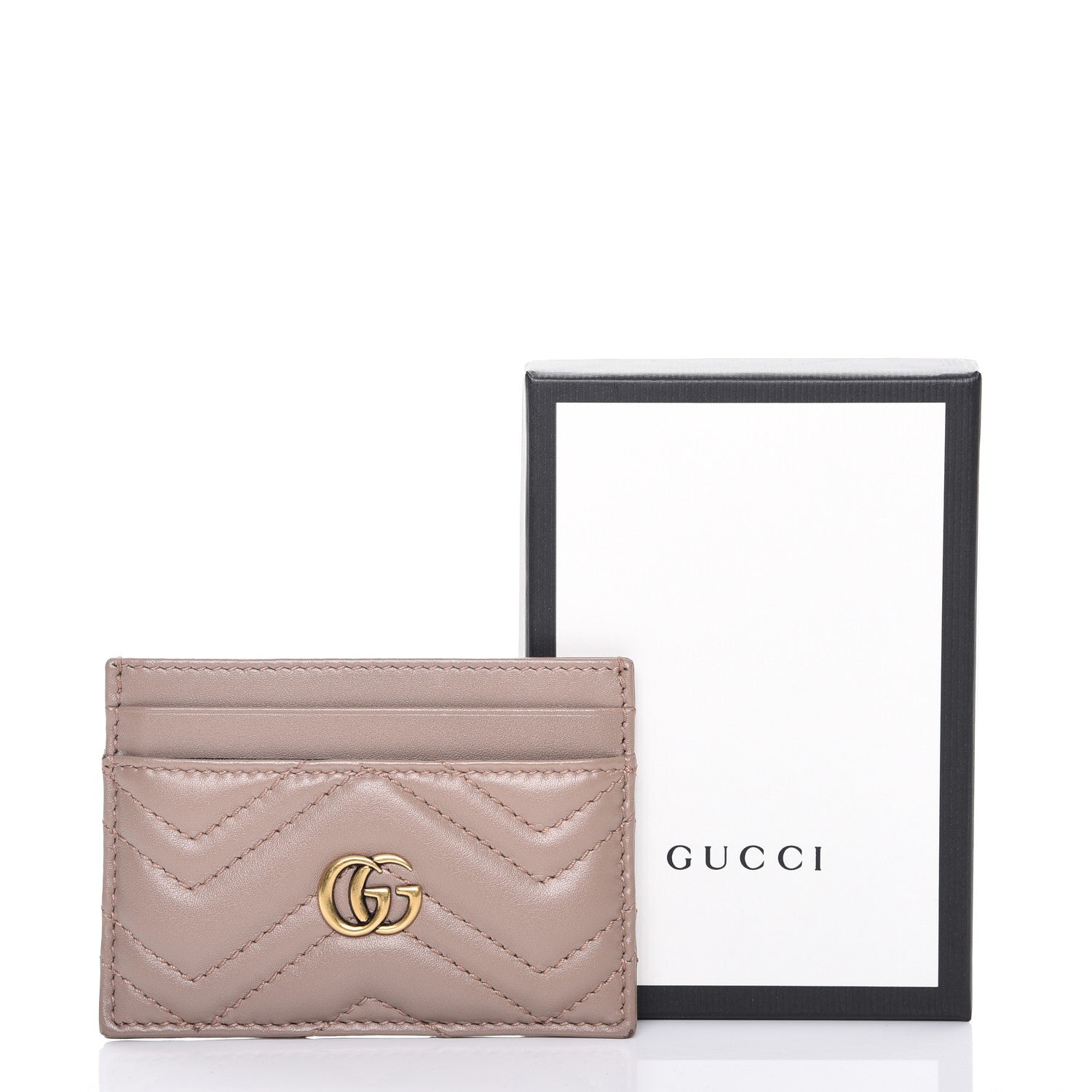 Gucci Calfskin Matelasse GG Marmont Card Holder Porcelain Rose 7 of 7