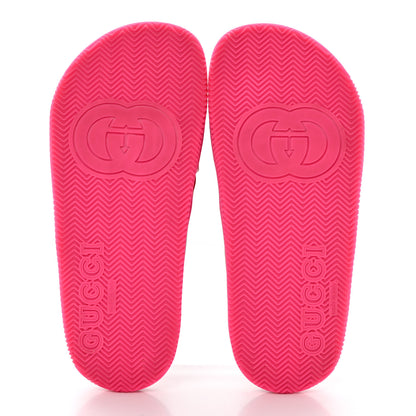 Gucci Rubber Web Womens Criss Cross Slide Sandals 36 Coral New Shamarock 5 of 12