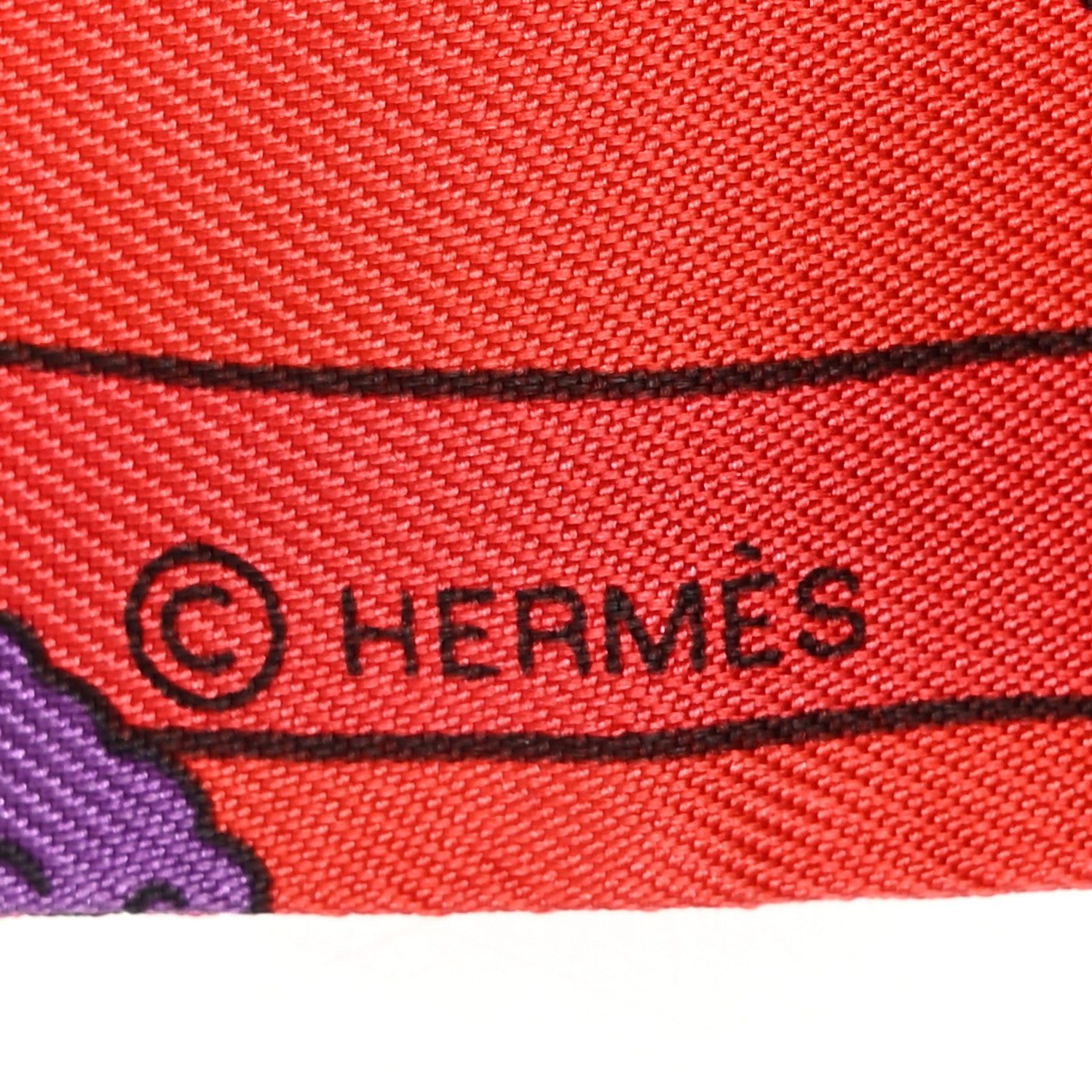 Hermes Silk Les Nouveaux Amoureux de Paris Twilly Rouge Violet Creme 4 of 4