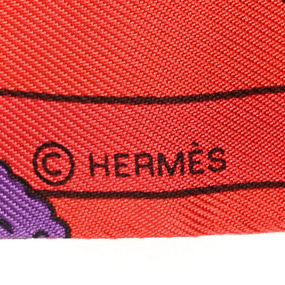 Hermes Silk Les Nouveaux Amoureux de Paris Twilly Rouge Violet Creme 4 of 4
