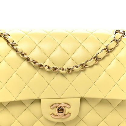 Chanel Lambskin Quilted Medium Double Flap Yellow 8 of 10