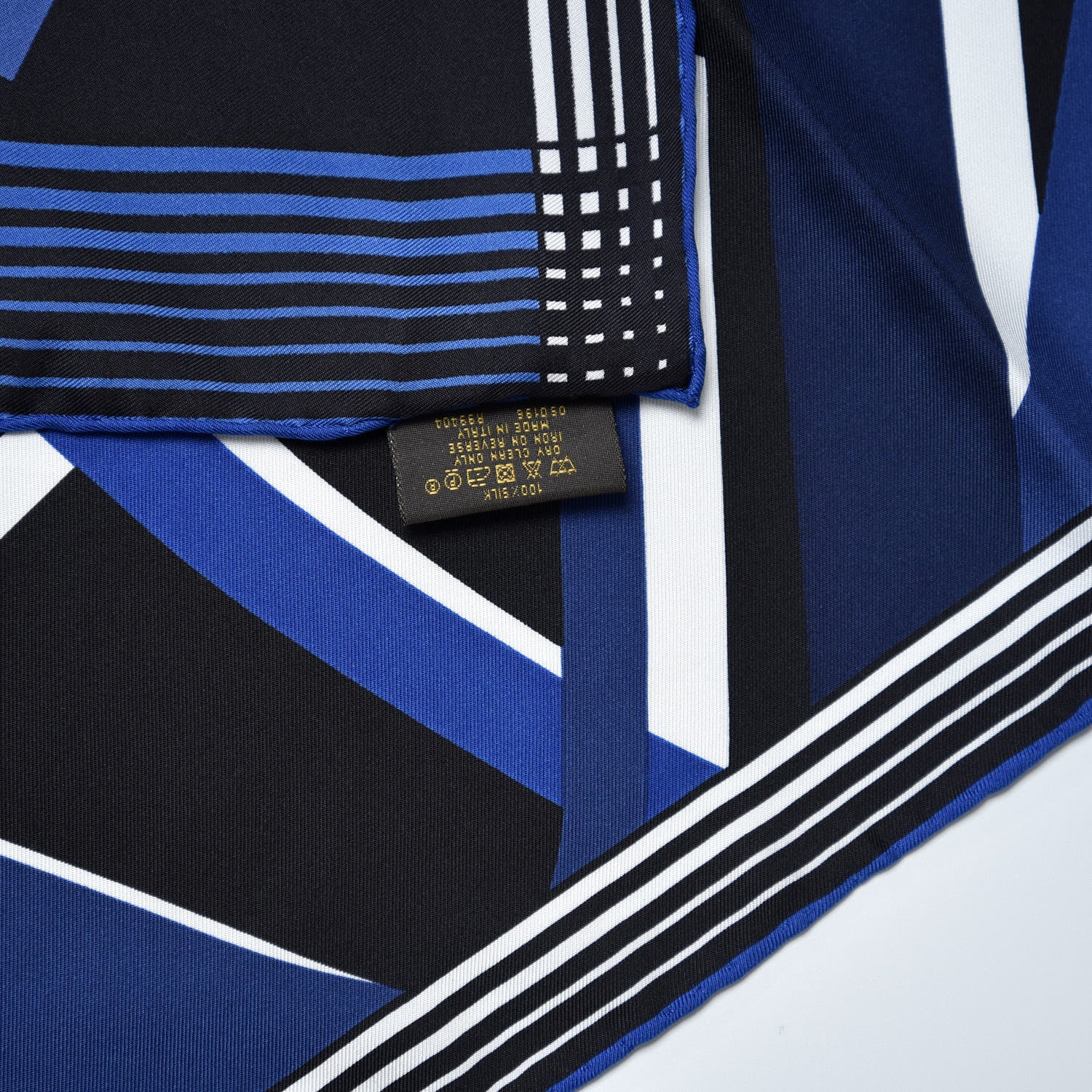Louis Vuitton Silk Square Scarf Black Blue 4 of 5