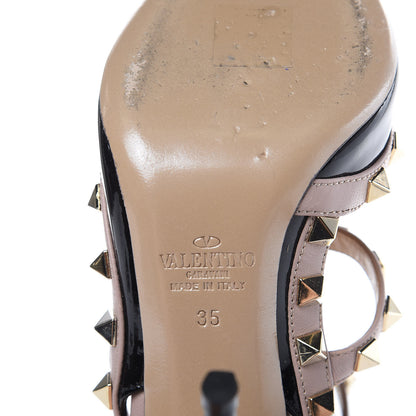Valentino Garavani Patent Nappa Rockstud Ankle Strap 100mm Pumps 35 Black Poudre 6 of 9