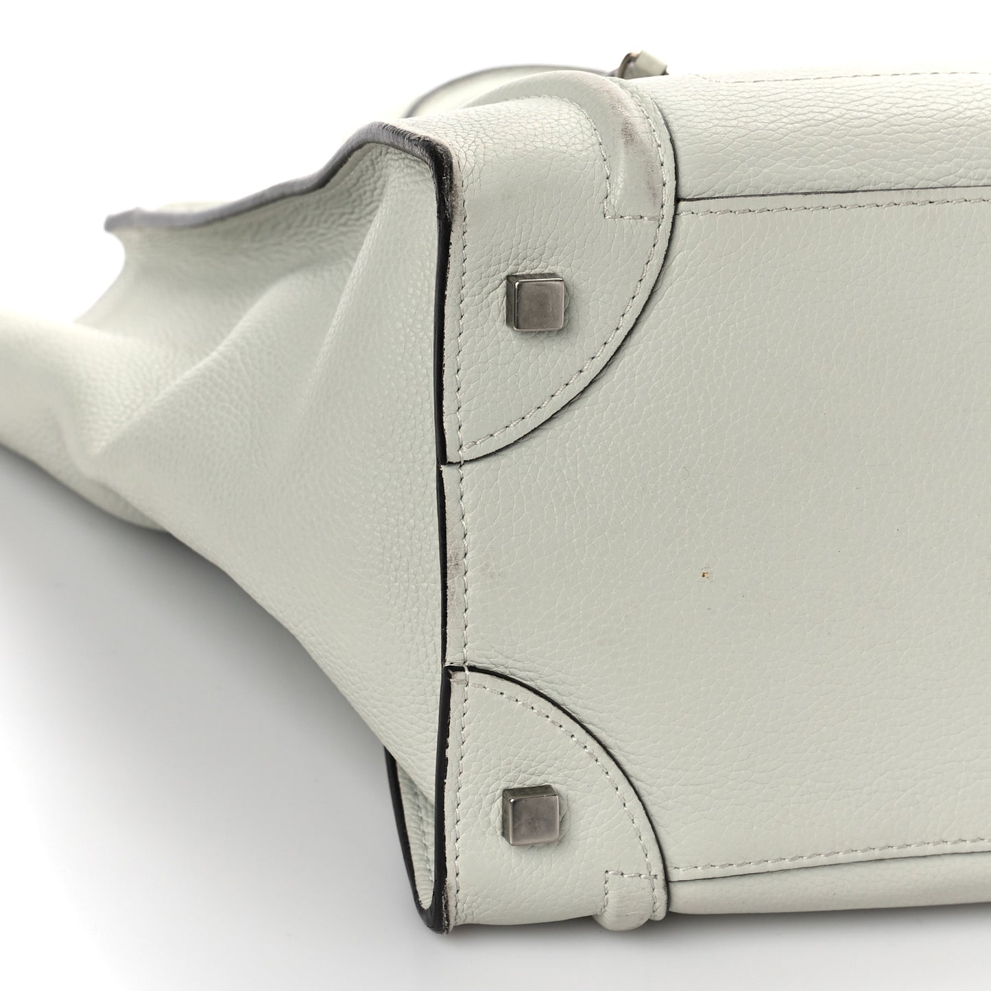 Drummed Calfskin Mini Luggage Pebble Grey