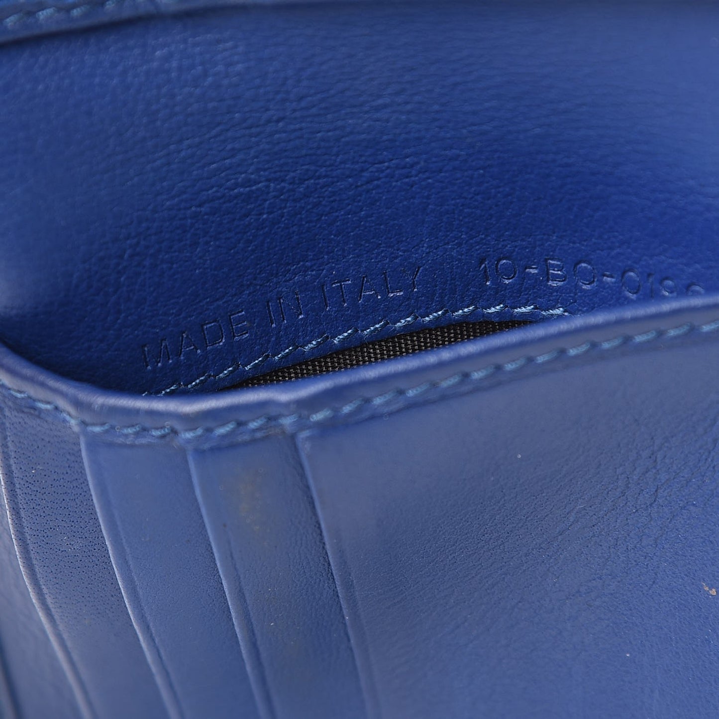 Calfskin Striped Men's Bifold Wallet Blue Black