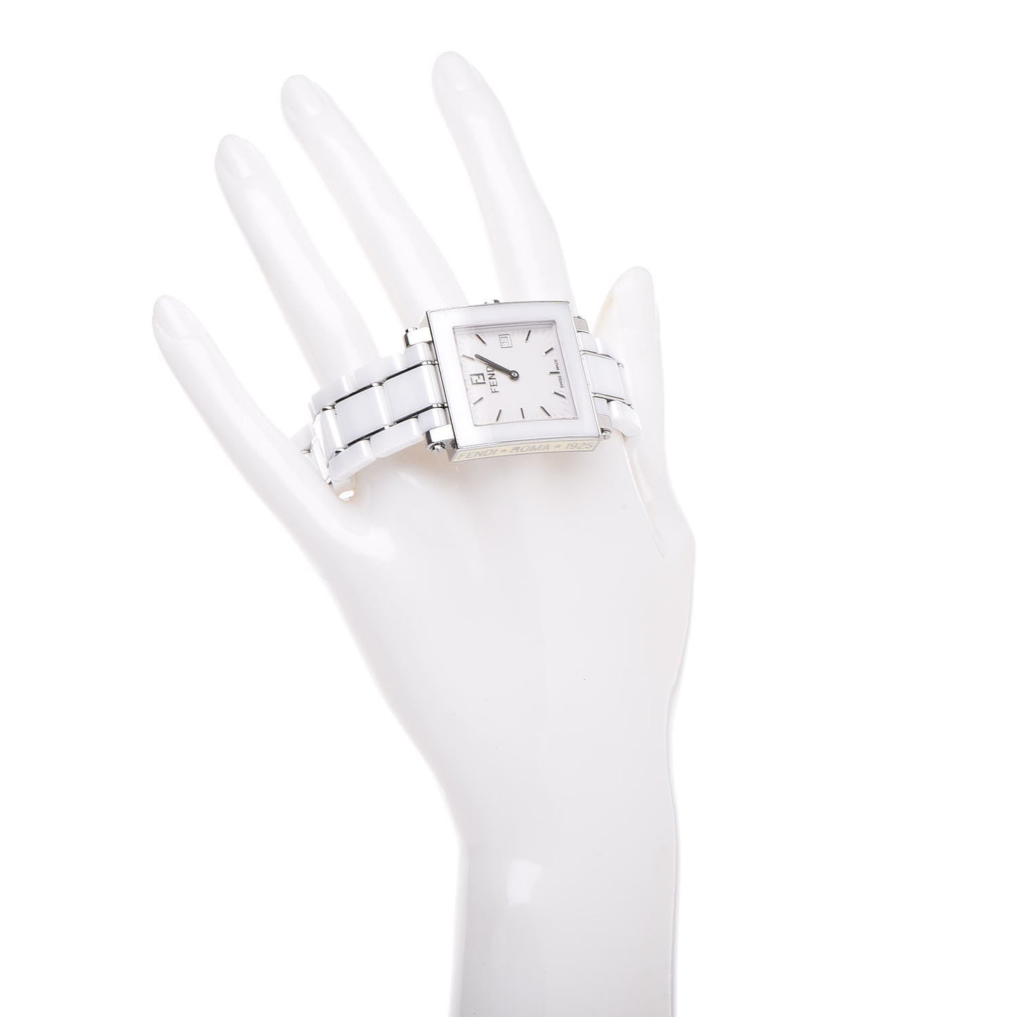Stainless Steel Ceramic 30mm Quadro Quartz Watch White