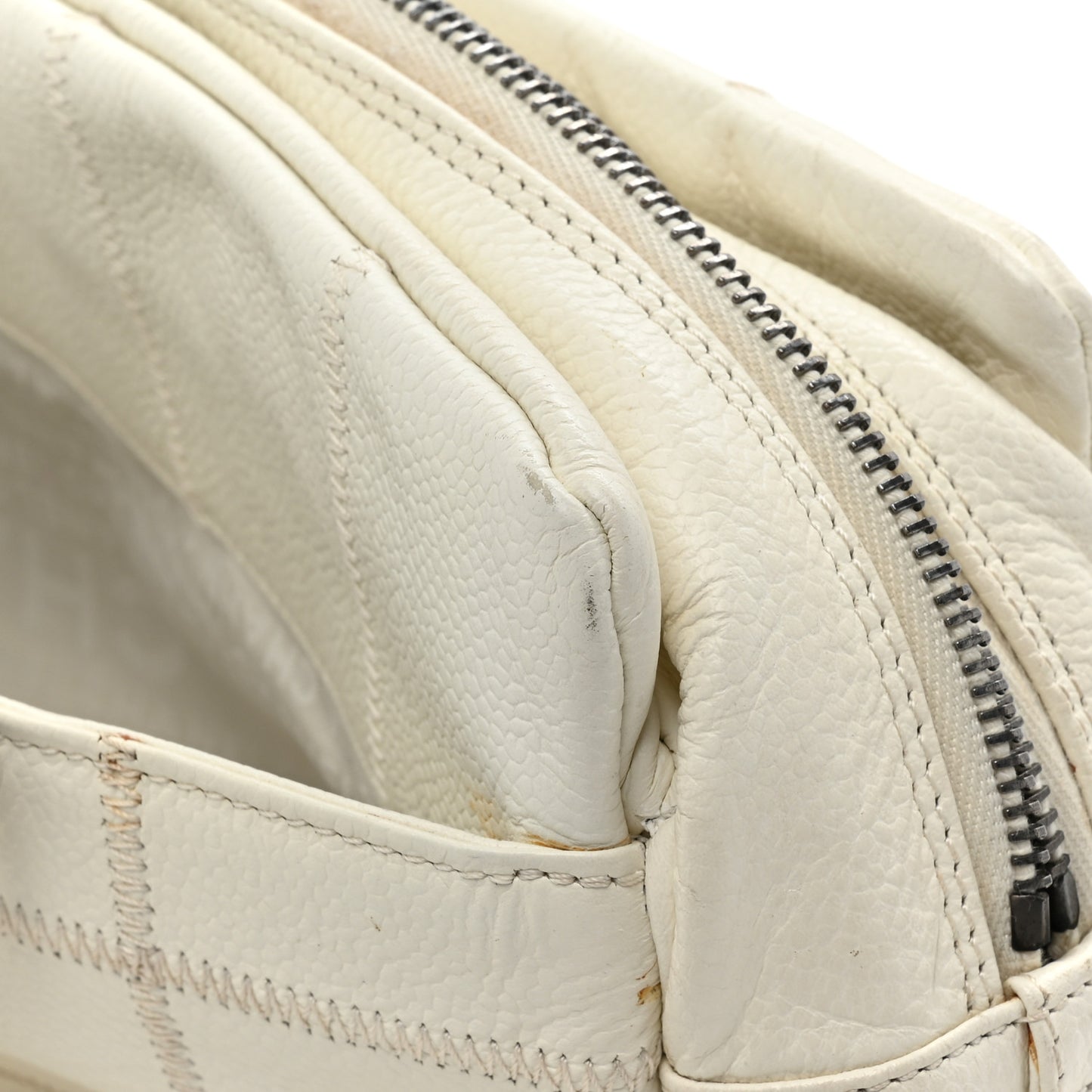Caviar Square Stitched Bowler White