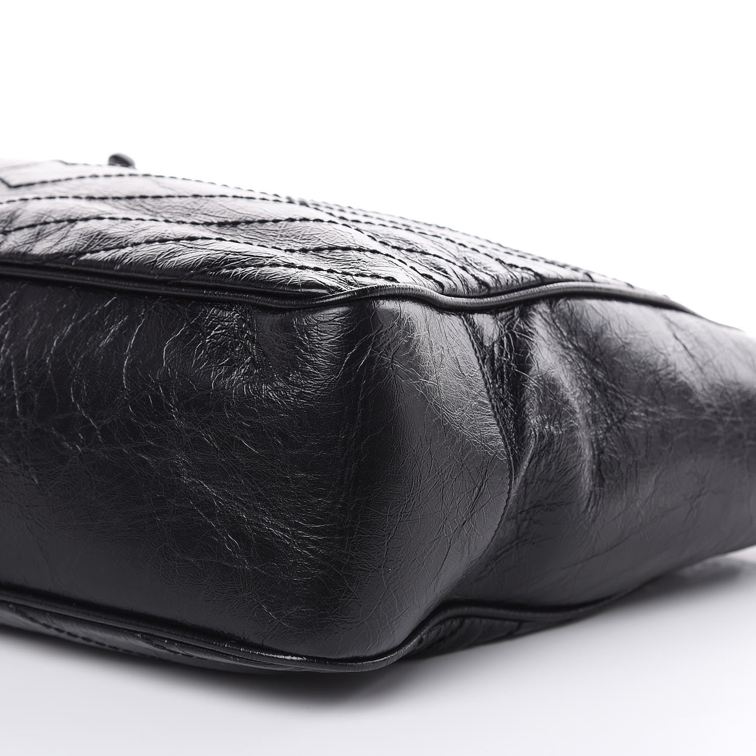 Saint Laurent Crinkled Calfskin Matelasse Monogram Large Niki Shopping Tote Bag Black 9 of 10