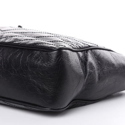 Saint Laurent Crinkled Calfskin Matelasse Monogram Large Niki Shopping Tote Bag Black 9 of 10
