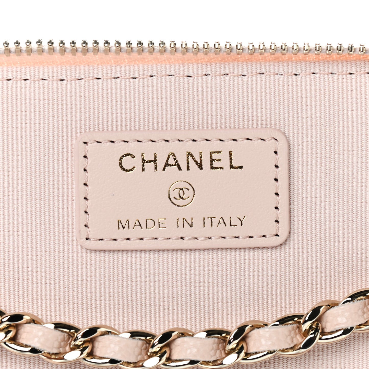 Caviar Quilted Small Vanity Case With Chain Light Beige