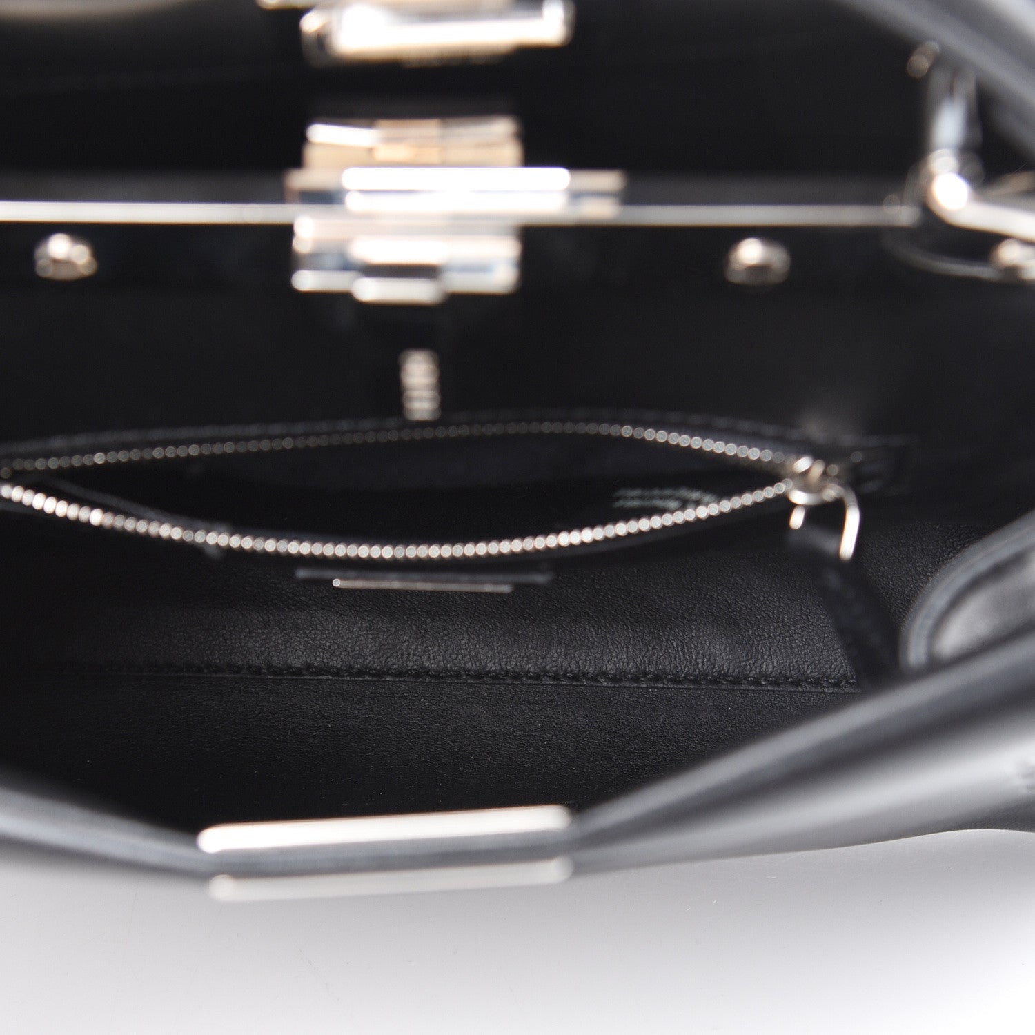 Fendi Nappa Lace Up Mini Peekaboo Iconic Satchel Black 5 of 14