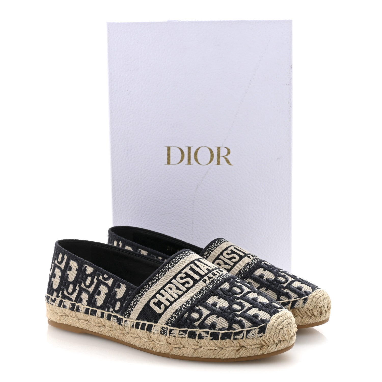 Christian Dior Oblique Embroidered Granville 15mm Espadrilles 38.5 Deep Blue 10 of 10