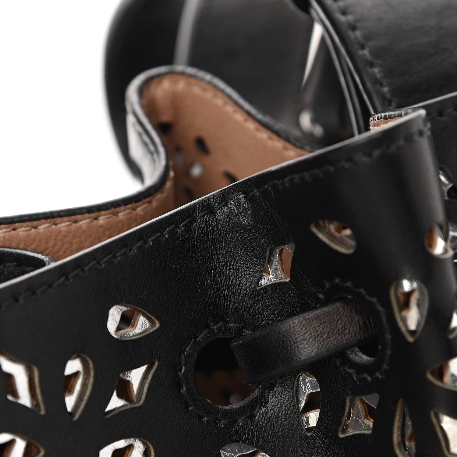 Alaia Calfskin Laser Cut Rose-Marie 19 Bag Black 10 of 10